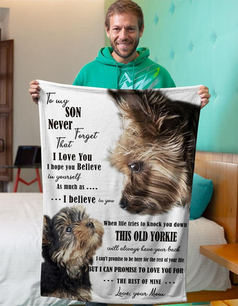Blanket - Dog Blanket - Yorkie To My Son Fleece Blanket Gift For Christmas, Home Decor Bedding Couch - Thegiftio UK