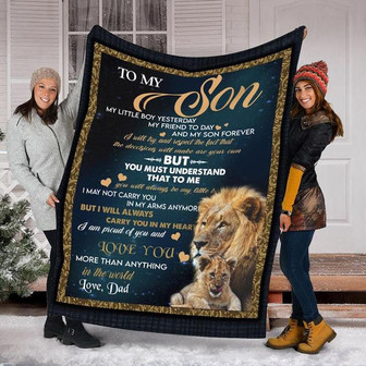 Blanket - Dad To My Son My Little Boy My Son Forever Lion Blanket Gift For Christmas, Home Decor - Thegiftio UK