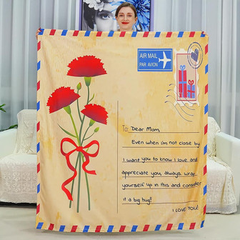 Blanket For Mom To My Mom Birthday Blanket from Daughter Son Carnation Print Blanket - Thegiftio UK