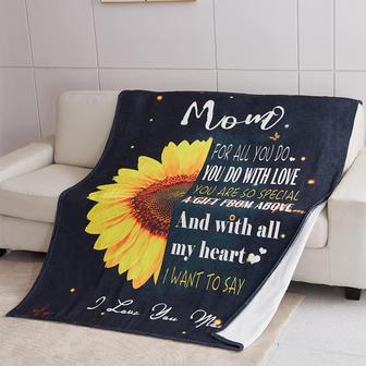 Blanket for Mom, Mother from Daughter or Son - Half Of Sunflower Blanket Throw for Couch, Bed, Sofa - Thegiftio UK
