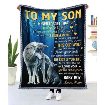 Blanket Mom To Son This Old Wolf Will Always Have Your Back - Thegiftio UK