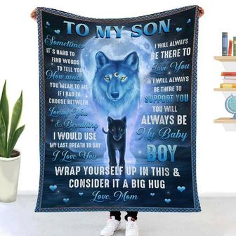 Blanket Mom To Son Wolf Sometimes It's Hard To Find Words To Tell You - Thegiftio UK