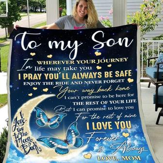 Blanket MomTo Son Birthdays Gift Blanket Moon And Butterfly Art I Can Promise To Love You For The Rest Of Mine I Love You - Thegiftio UK