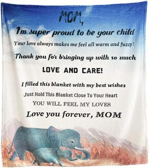 Blanket For Mother's Day - To My Mom Throw Blanket from Son Daughter - Elephant Mom And Elephant Child Blanket - Thegiftio UK