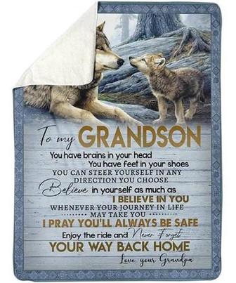 Blanket - To My Grandson Believe In Yourself From Grandpa Blanket Gift For Christmas, Home Decor - Thegiftio UK