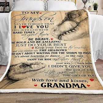 Blanket - Dinosaurs To My Grandson From Grandma Blanket Gift For Christmas, Home Decor Bedding Couch - Thegiftio UK