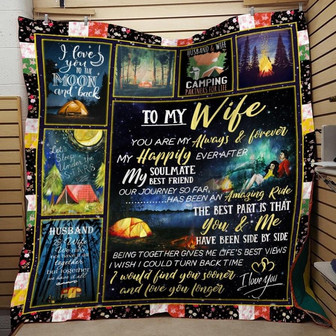 Blanket - Camping To My Wife Dark Background Fleece Blanket Gift For Christmas, Home Decor Bedding Couch - Thegiftio