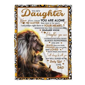 Blanket - To My Daughter Never Feel That You Are Alone Lion Fleece Blanket Gift For Christmas, Home Decor - Thegiftio UK