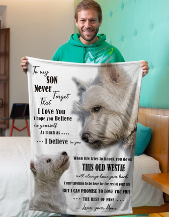 Blanket - Dog Blanket - Westie To My Son Fleece Blanket Gift For Christmas, Home Decor Bedding Couch - Thegiftio UK
