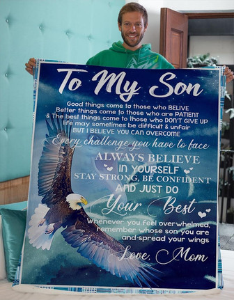 Blanket - To My Son Eagle Believe In Youself Canvas Tumbler Fleece Blanket Gift For Christmas, Home Decor - Thegiftio UK