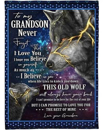 Blanket - Wolf Grandson Blanket To My Grandson I Hope You Believe In Yourself Gift For Christmas, Home Decor - Thegiftio UK