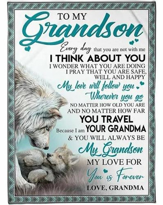 Blanket - To My Grandson From Grandma Blanket Baby Couple Gift For Christmas, Home Decor Bedding Couch - Thegiftio UK