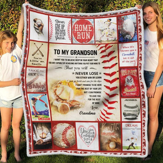 Blanket - To My Grandson Baseball Fleece Blanket | Gift for Grandson Gift For Christmas, Home Decor - Thegiftio UK