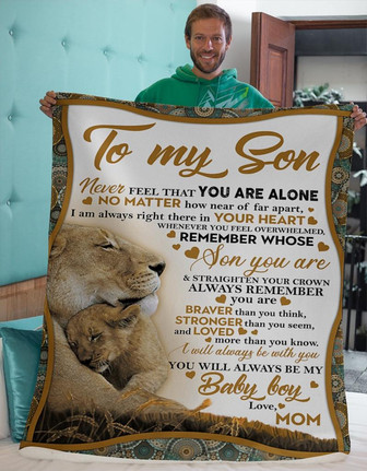 Blanket - To My Son Mom Lion Never Feel Blanket Fleece Blanket Gift For Christmas, Home Decor Bedding Couch - Thegiftio UK