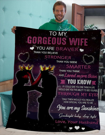 Blanket - Braver Stronger Smarter To My Gorgeous Wife Fleece Blanket Gift For Christmas, Home Decor - Thegiftio UK