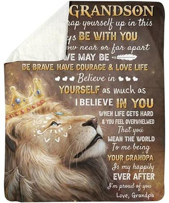 Blanket - Lion Grandpa To My Grandson Blanket When You Wrap Yourself Gift For Christmas, Home Decor - Thegiftio UK