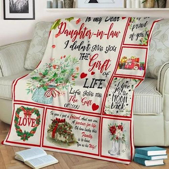 Blanket - To My Dear Daughter-In-Law Flower Blanket Gift For Christmas, Home Decor Bedding Couch Sofa Soft - Thegiftio UK