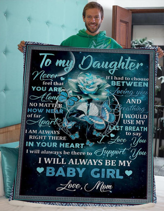 Blanket - To My Daughter Mom Blue Rose Blanket Fleece Blanket Gift For Christmas, Home Decor Bedding Couch - Thegiftio UK
