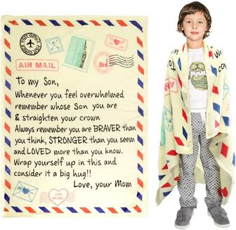 Blanket To My Son Letter Printed from Mom Healing and Positive Energy Fleece Blanket - Thegiftio UK