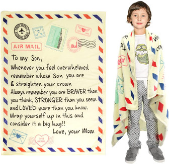 Blanket To My Son Letter Printed from Mom Healing and Positive Energy Fleece Blanket - Thegiftio