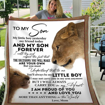 Blanket To My Son From Mom Lion Art My Little Boy Yesterday My Friend Today - Thegiftio