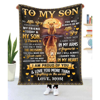 Blanket To My Son from Mom Lion My Little Boy Yesterday My Friend Today - Thegiftio UK