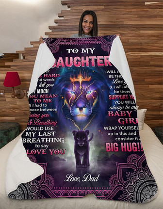 Blanket - Lion To My Daughter Sometimes Its Hard To Find-Dad Fleece Blanket Gift For Christmas, Home Decor - Thegiftio UK