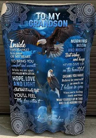 Blanket - To My Grandson There Is A Piece Of My Heart Eagle Blanket Gift For Christmas, Home Decor - Thegiftio UK