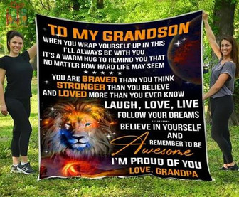 Blanket - Blankets Lion To My Grandson Gift For Christmas, Home Decor Bedding Couch Sofa Soft and Comfy - Thegiftio UK