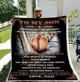 Blanket - Dad To My Son Never Feel That You Are Alone Baseball Blanket Gift For Christmas, Home Decor - Thegiftio UK