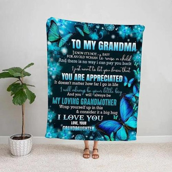 Blanket - Butterfly To My Grandma You Are Appreciated I Love You Blanket Gift For Christmas, Home Decor - Thegiftio UK