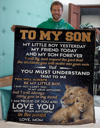 Blanket - To My Son Forever Blanket Lion Fleece Blanket Gift For Christmas, Home Decor Bedding Couch - Thegiftio UK