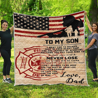 Blanket - To My Son Firefighter Gift Fleece Blanket Gift For Christmas, Home Decor Bedding Couch Sofa Soft - Thegiftio UK