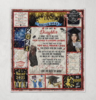 Blanket - To My Daughter, Love Mom Senior 2021 Graduation 218 Gift For Christmas, Home Decor Bedding Couch - Thegiftio