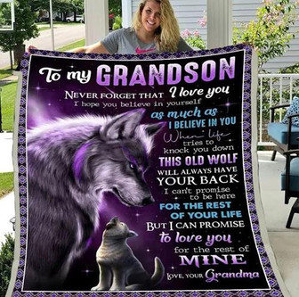 Blanket - To My Grandson Never Forget That I Love You Wolf Blanket Gift For Christmas, Home Decor - Thegiftio UK