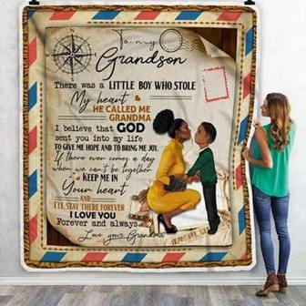 Blanket - To My Grandson Blanket, For Black Boy Gift For Christmas, Home Decor Bedding Couch Sofa Soft - Thegiftio UK