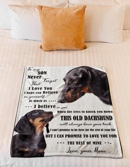 Blanket - Dog Blanket - Dachshund To My Son Fleece Blanket Gift For Christmas, Home Decor Bedding Couch - Thegiftio UK