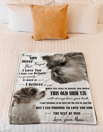Blanket - Dog Blanket - Shih Tzu To My Son Fleece Blanket Gift For Christmas, Home Decor Bedding Couch - Thegiftio UK