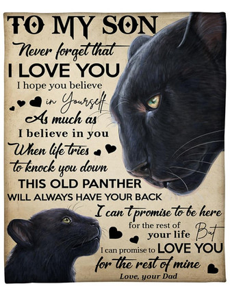 Blanket - Panther Dad To My Son Never Forget I Love U Fleece Blanket Gift For Christmas, Home Decor - Thegiftio UK
