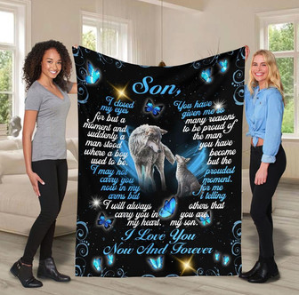 Blanket - To My Son Wolf Fleece Blanket | Gift for Son Gift For Christmas, Home Decor Bedding Couch - Thegiftio UK
