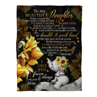 Blanket - Elephant Blanket, To My Beautiful Daughter Elephant Fleece Blanket Gift For Christmas, Home Decor - Thegiftio UK