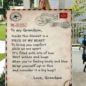 Blanket - To My Grandson Letter Blanket Peace Of My Heart From Grandma Gift For Christmas, Home Decor - Thegiftio UK