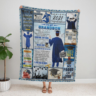 Blanket - To My Grandson, Senior 2021 Graduation Fleece Blanket 295 Gift For Christmas, Home Decor - Thegiftio