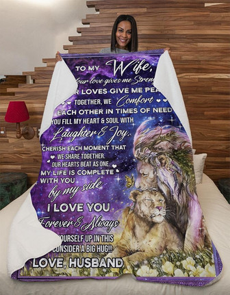 Blanket - To My Wife Blanket Lion Give Me Peace Fleece Blanket Gift For Christmas, Home Decor Bedding Couch - Thegiftio UK