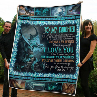 Blanket - To My Daughter Dragon Don't Give Up Gift From Mom Fleece Blanket Gift For Christmas, Home Decor - Thegiftio UK