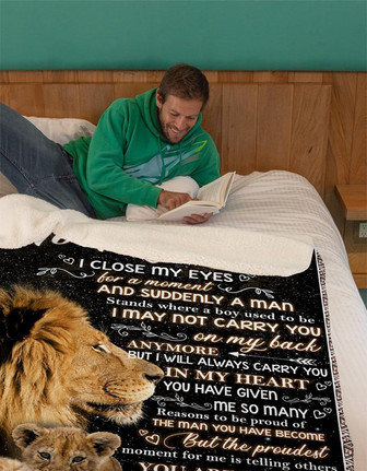 Blanket - Dad To My Son Blanket Lion Fleece Blanket Gift For Christmas, Home Decor Bedding Couch Sofa Soft - Thegiftio UK