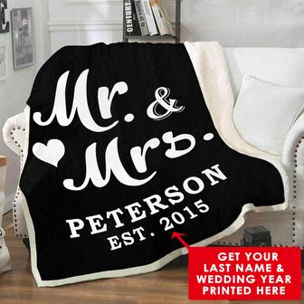 Blankets - Personalized Mr And Mrs Blanket With Name And Wedding Year, Gift For Birthday, Valentine, Christmas, Wedding, Anniversary - Thegiftio UK