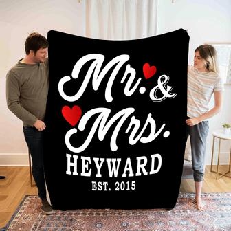 Blankets - Mr And Mrs Personalized Blanket With Name And Wedding Year Best Gift For Birthday, Valentine, Christmas, Wedding, Anniversary - Thegiftio UK