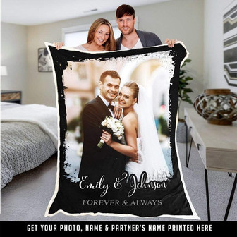 Blankets- Forever And Always Custom Photo Blanket, Gift For Wife, Christmas Blanket, Valentine, Wedding, Anniversary - Thegiftio UK