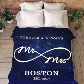 Blankets- Mr & Mrs. Personalized Galaxy Blanket With Name And Wedding Year, Gift For Wife, Christmas Blanket, Valentine, Wedding, Anniversary - Thegiftio UK